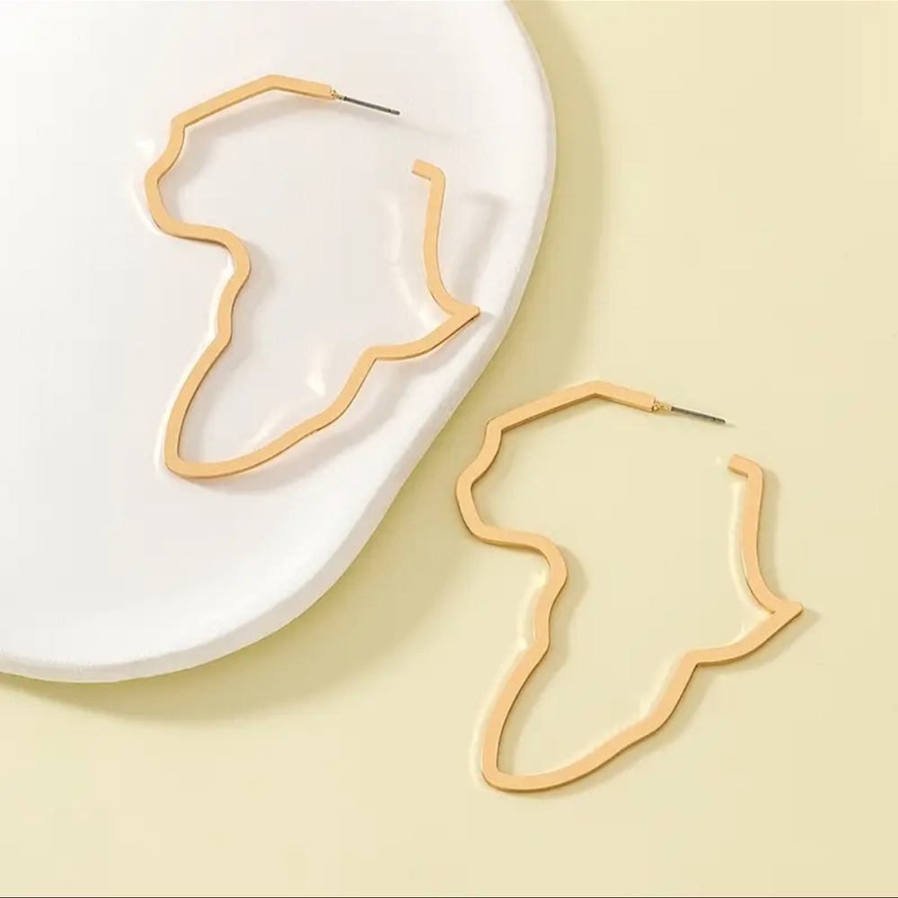 Elegant Rose Gold African Continent Hoop Earrings